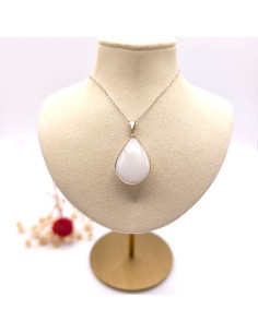 Pendente de quartzo banho de prata cristal natural