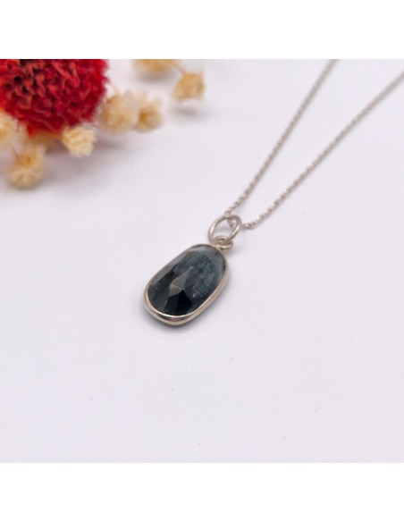 Colgante de serafinita en plata para sanación angélica, expansión de la conciencia y alineación espiritual