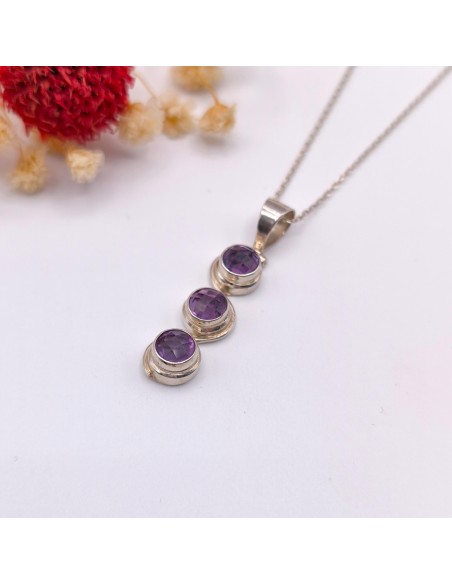 COLGANTE DE AMATISTA JOANA EN PLATA DE LEY