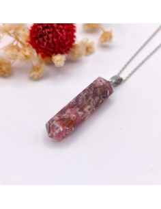 PENDENTE DE TURMALINA ROSA EM ORGONITE AÇO