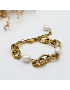 PULSEIRA EM AÇO INOXIDÁVEL E PÉROLAS