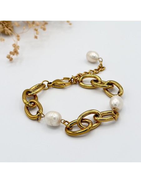 PULSEIRA EM AÇO INOXIDÁVEL E PÉROLAS