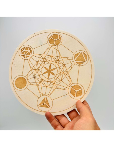 Base para mandalas em madeira Metatron suporte decorativo e energético