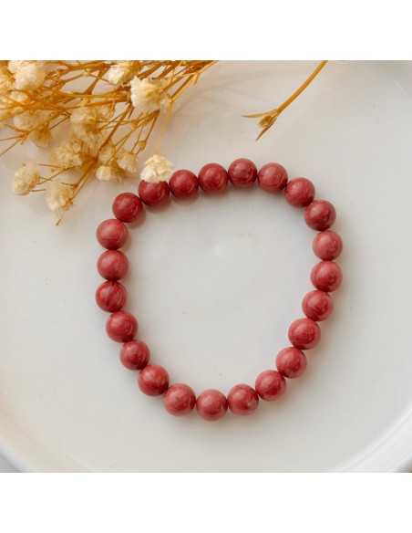Pulseira de rodonite para cura emocional, amor compassivo e equilíbrio do coração