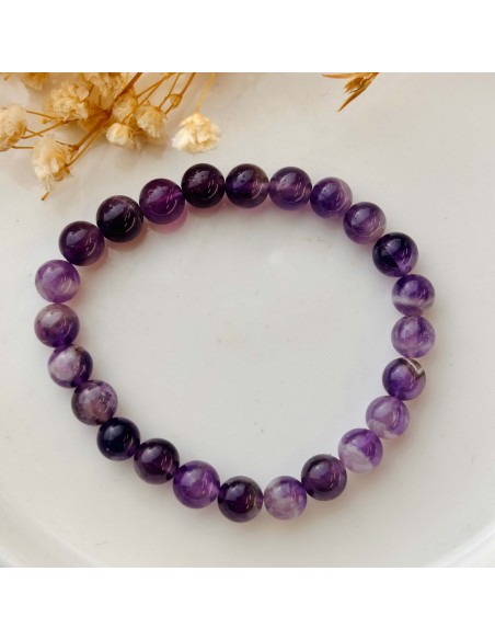 Pulsera de amatista chevron para intuición, purificación energética y equilibrio emocional