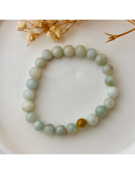 Pulseira de amazonite para calma mental, equilíbrio emocional e comunicação serena