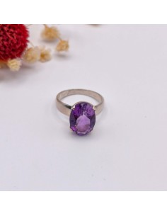 ANEL DE AMETISTA FACETADO EM PRATA