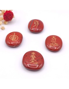 Kit Reiki de jaspe vermelho com 4 símbolos para força vital, coragem e enraizamento