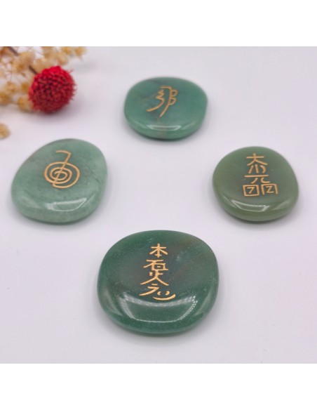 Kit Reiki de cuarzo verde con 4 símbolos para sanación emocional y equilibrio del corazón