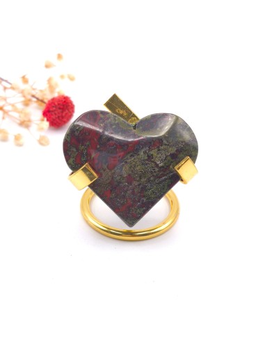 Corazón de jaspe sangre de dragón 4 a 5 cm para fuerza interior y renovación energética