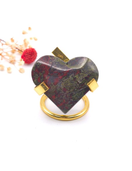 Corazón de jaspe sangre de dragón 4 a 5 cm para fuerza interior y renovación energética