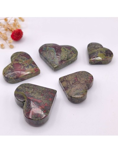 Corazón de jaspe sangre de dragón 4 a 5 cm para fuerza interior y renovación energética