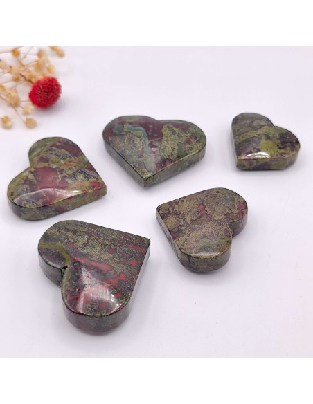 Corazón de jaspe sangre de dragón 4 a 5 cm para fuerza interior y renovación energética