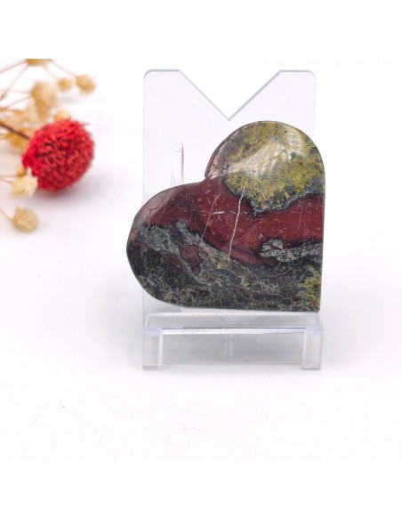 Corazón de jaspe sangre de dragón 4 a 5 cm para fuerza interior y renovación energética