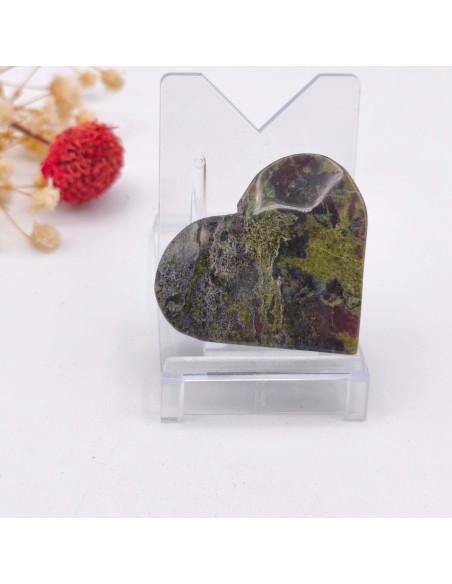 Corazón de jaspe sangre de dragón 4 a 5 cm para fuerza interior y renovación energética