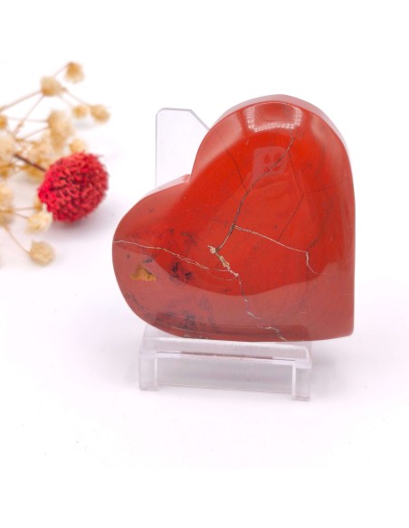 Corazón de jaspe rojo 4 cm para fuerza vital y enraizamiento
