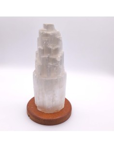 LÁMPARA DE SELENITA CON BASE DE MADERA | LUZ PURIFICADORA Y ELEVACIÓN ENERGÉTICA