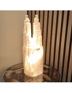 Candeeiro de Selenite Torre Duplo | Purificação e elevação espiritual