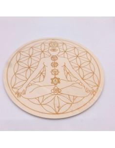 Base de madeira para mandala chakras para harmonização e alinhamento energético.