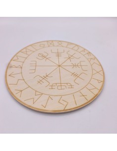 Base de madera para mándala runas para equilibrio energético y expansión intuitiva.