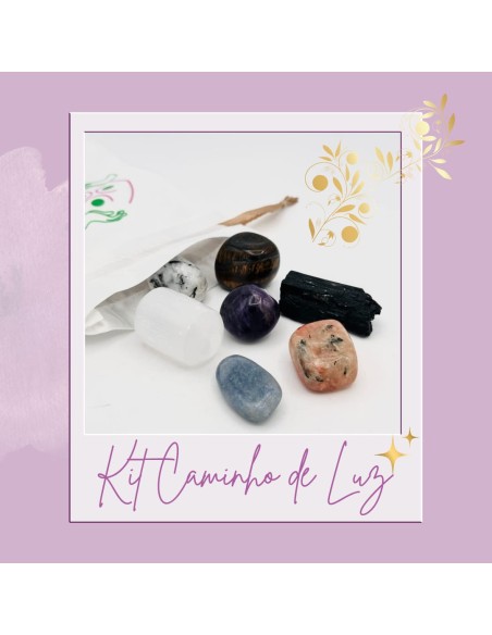 Kit de cristais para iniciação espiritual com energia de proteção, equilíbrio interior e despertar intuitivo.
