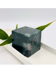 Cubo de Ágata Musgo para equilíbrio emocional, renovação energética e ligação à natureza. 2