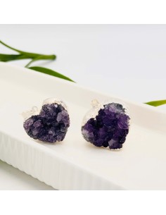 Colgante de amatista corazón drusa para elevación espiritual, protección energética y serenidad interior 2