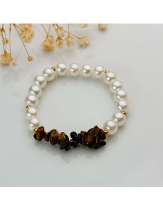 Pulsera de Ojo de Tigre y Perlas | Empoderamiento y protección