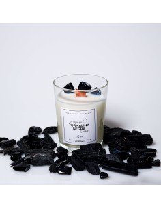 Vela de turmalina negra para protección energética, limpieza vibracional y enraizamiento del espacio 2