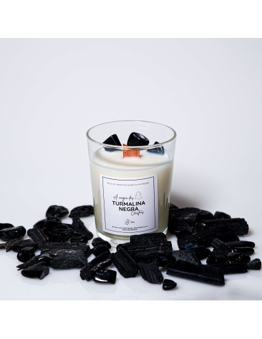 Vela de turmalina negra para protección energética, limpieza vibracional y enraizamiento del espacio