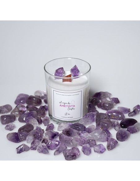 Vela de ametista para paz interior, clareza mental e elevação espiritual