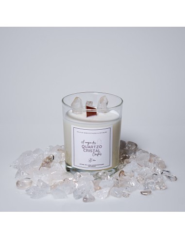 Vela de cuarzo cristal para claridad energética, manifestación y armonización del espacio