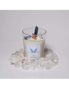 Vela del Arcángel Miguel con cianita azul para protección y corte energético 2