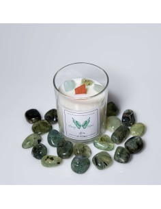 Vela do Arcanjo Rafael com prehnite para ritual de cura e Raio Verde 2