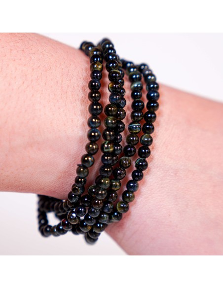 Pulsera de Ojo de Halcón 4 mm para protección energética, enfoque y visión estratégica