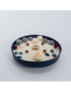 Vela mandala con Cuarzo Cristal y Trolita para expansión espiritual y armonización energética 2