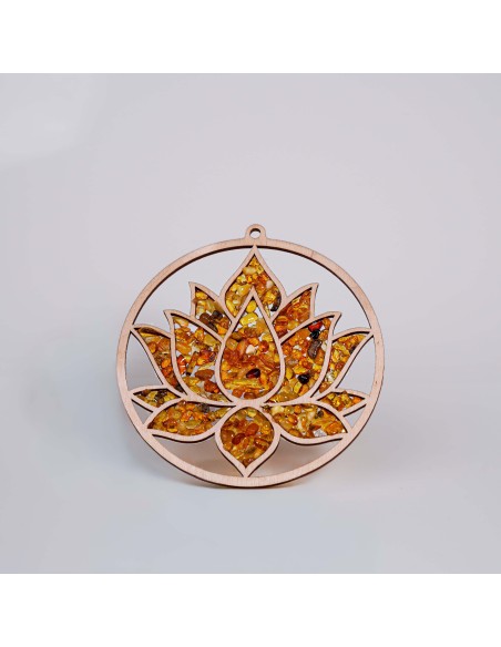Flor de Loto Ámbar 11 cm | Luz interior y purificación