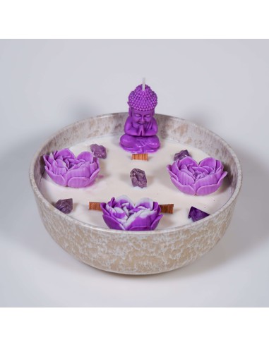 Vela ritual com ametista para proteção energética, meditação e elevação espiritual