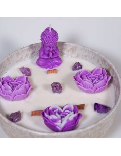 Vela ritual com ametista para proteção energética, meditação e elevação espiritual 2