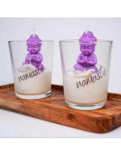 Vela Namasté con jazmín y cristal para introspección espiritual y paz interior