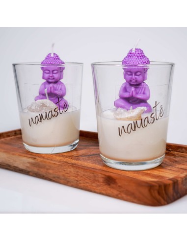 Vela Namasté con jazmín y cristal para introspección espiritual y paz interior