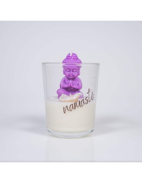 Vela Namasté con jazmín y cristal para introspección espiritual y paz interior