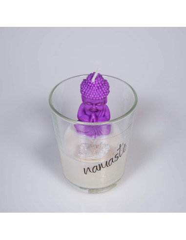 Vela Namasté con jazmín y cristal para introspección espiritual y paz interior