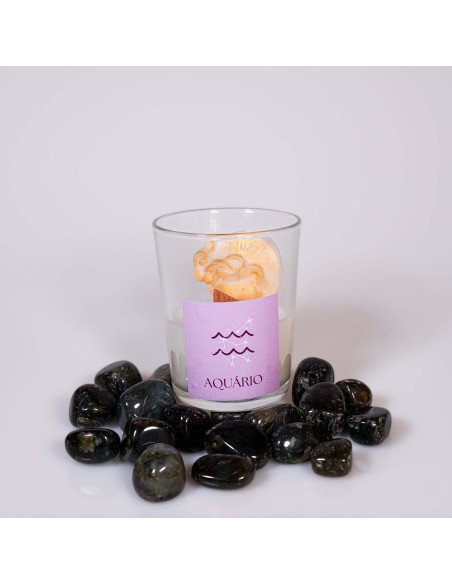 VELA DEL SIGNO ACUARIO CON CRISTAL