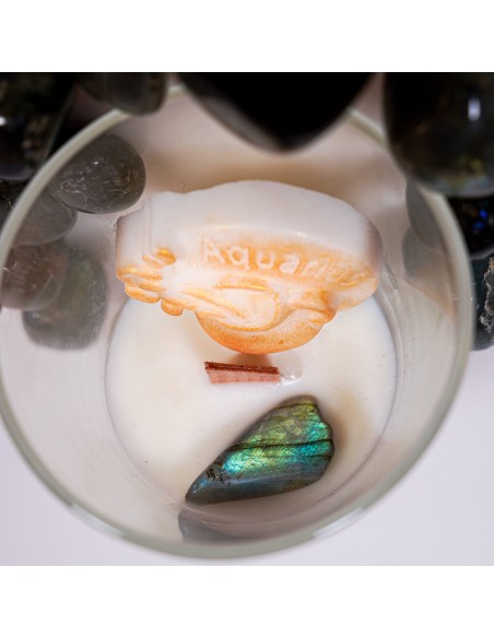 VELA DEL SIGNO ACUARIO CON CRISTAL