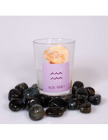 VELA DEL SIGNO ACUARIO CON CRISTAL