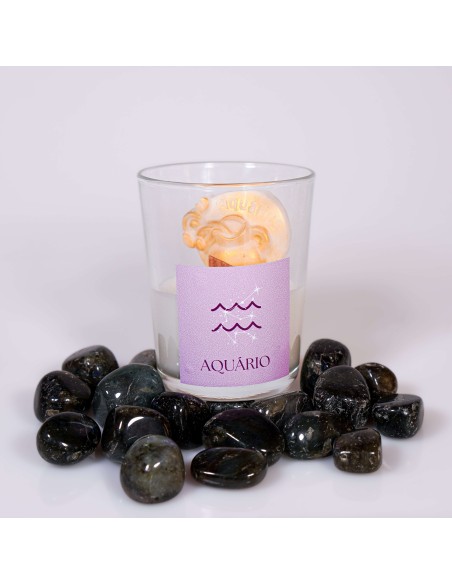 VELA DEL SIGNO ACUARIO CON CRISTAL
