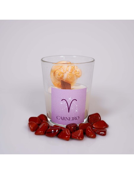Vela del Signo Aries con Cristal | 100g