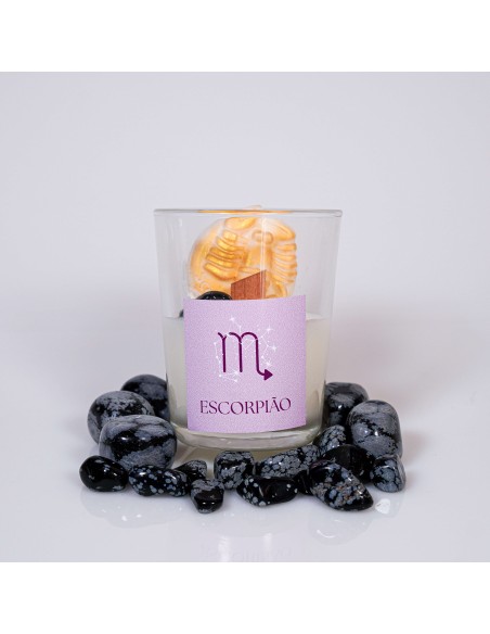 VELA DEL SIGNO ESCORPIO CON CRISTAL