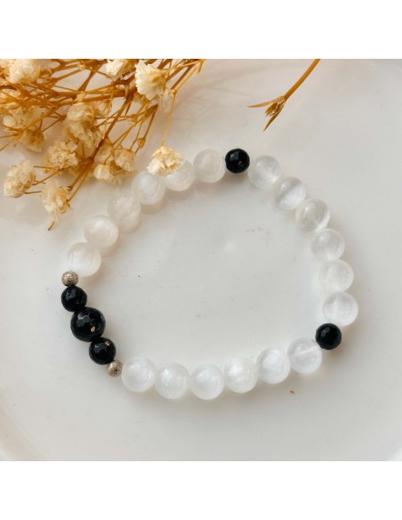 Pulsera Selenita y Turmalina | Protección energética y luz